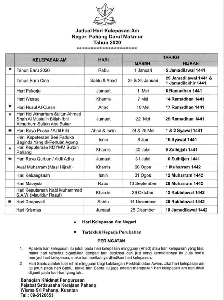 Hari kelepasan am 2021